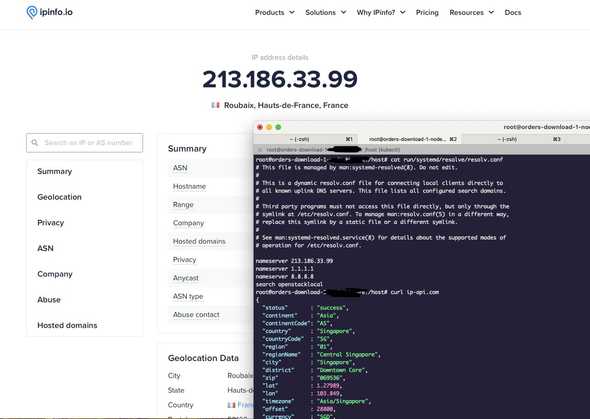 Server di Singapore tapi DNS di Paris